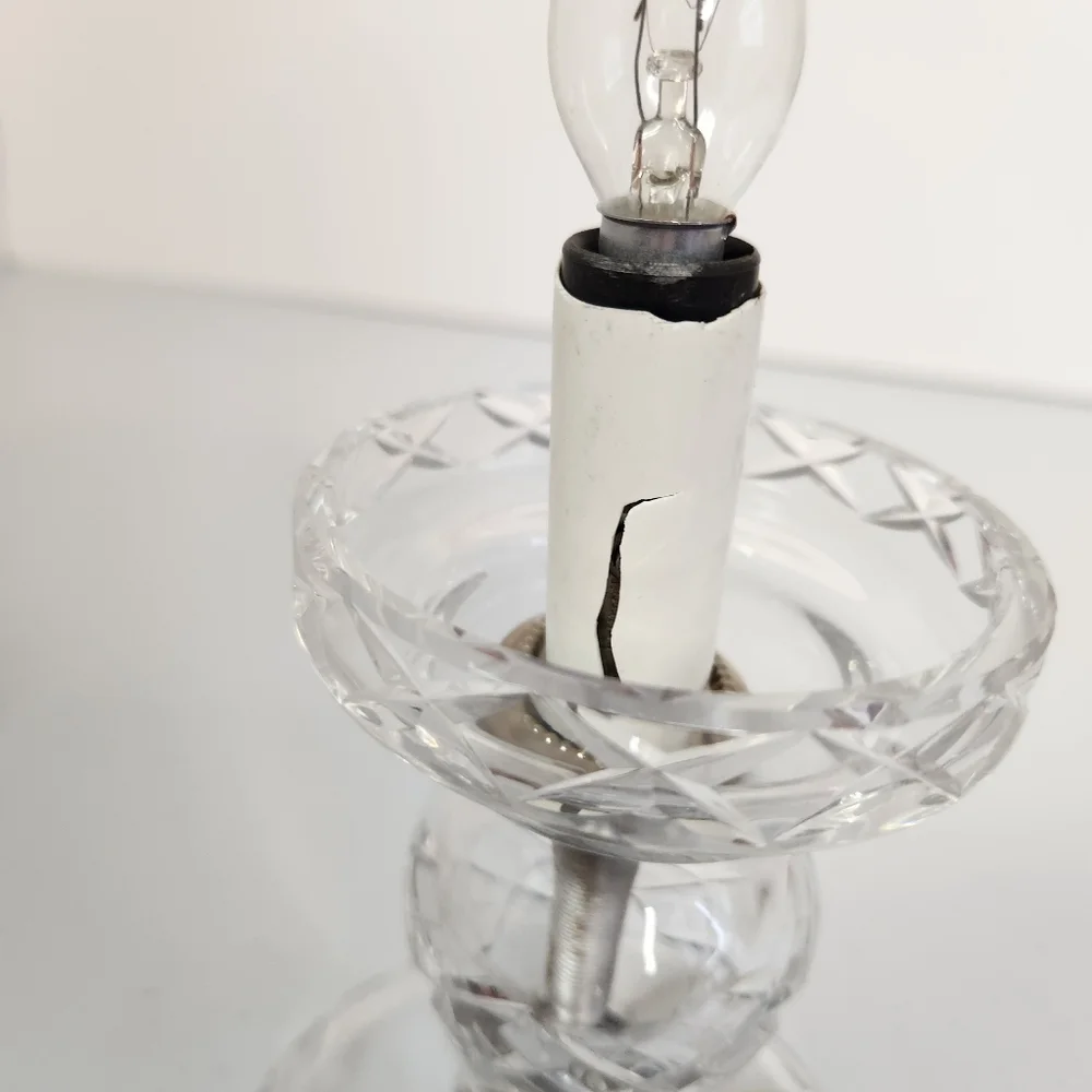 Vintage Cut Crystal Fairy Lamp Pinwheel Patern Czech Bohemian Mushroom Shape - Picture 9 of 10